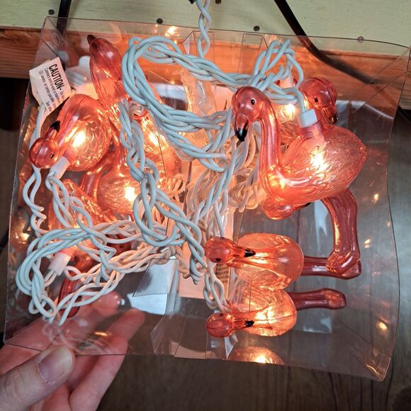 Vtg Blow Mold Pink Flamingo String Lights Indoor Unique Target Tropical Party - Picture 4 of 5